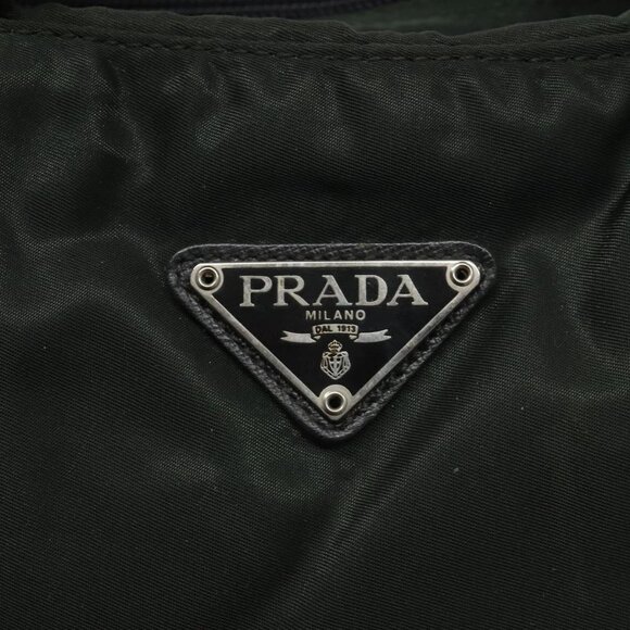 PRADA Hand Bag Nylon Khaki Silver Auth - Picture 5 of 16